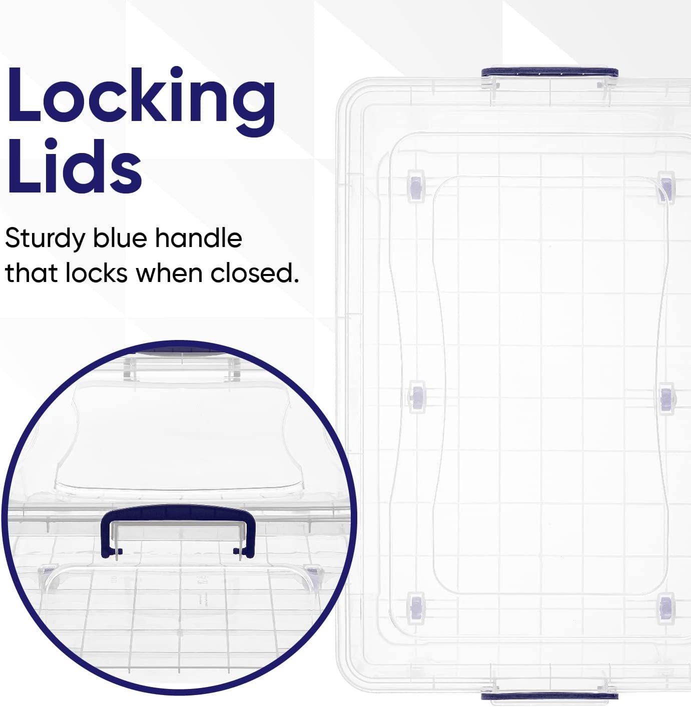 Superio Storage Bins with Lids- Clear Boxes for Organizing, Stackable Plastic Containers- BPA Free, Non-Toxic, Odor Free, Organizer for Home, Office, Dorm (8 Pack, 42 Qt (Under Bed-Wheeled))