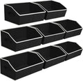 Closet Baskets for Shelves Trapezoid - Decorative Storage Baskets with Handle, Closet Bins for Organization, Shelf Storage Bins for Clothes, Books, Home, Office, 8 Pack, Black