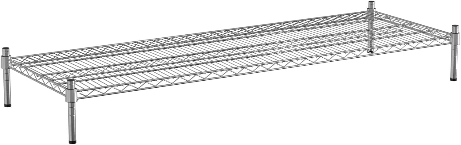 21" x 60" NSF Chrome Wire Stationary Dunnage Storage Rack with 8" Posts, Ideal for Commercial Kitchen, Home, Garage, Warehouse, Shelters