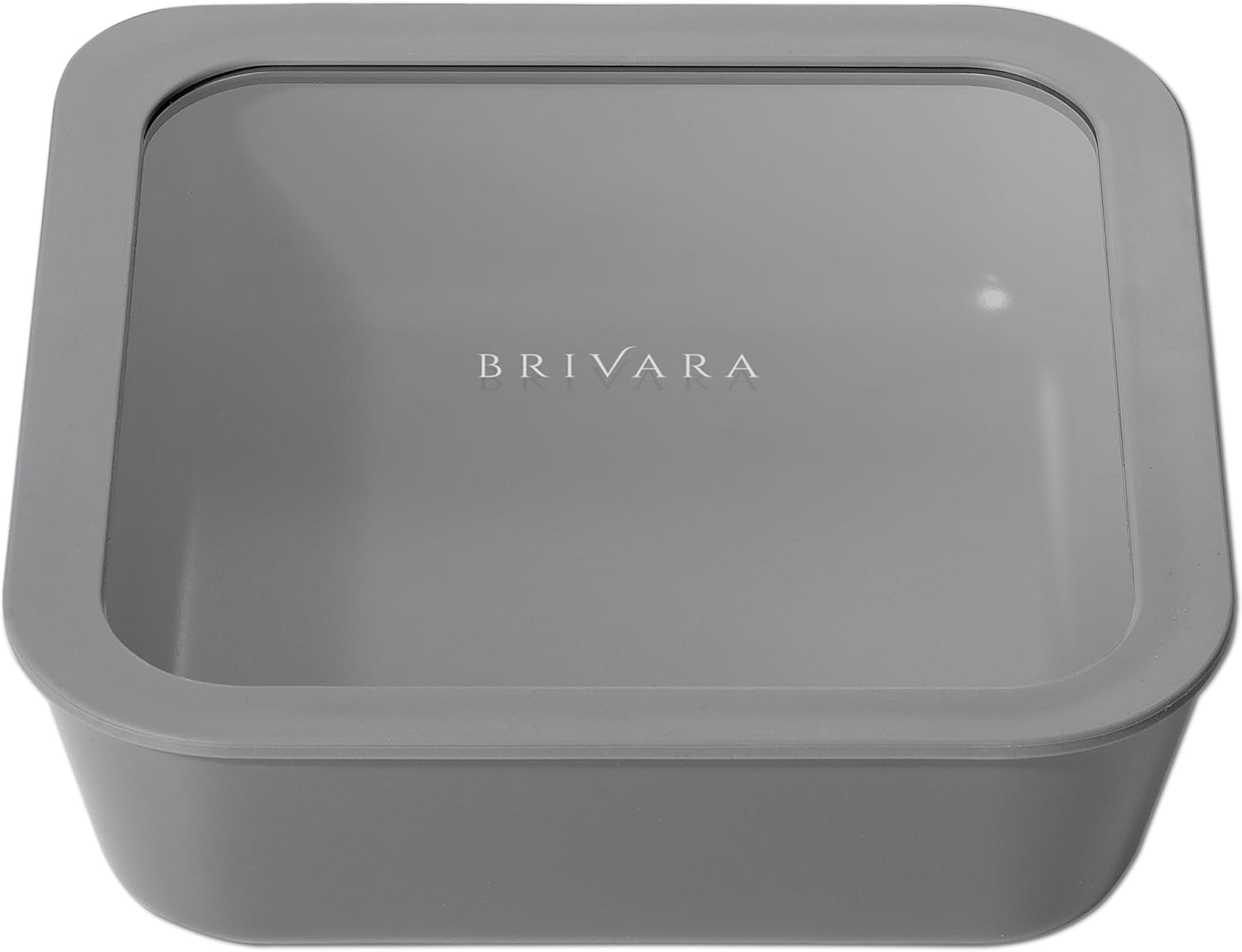 Ceramic Coated Glass Food Storage Container | No PTFE, PFOA, PFAS, and BPA | Reusable Non Toxic Meal Prep Container with Glass Lid | Easy To Store | 8 Cup Square [Smoke]