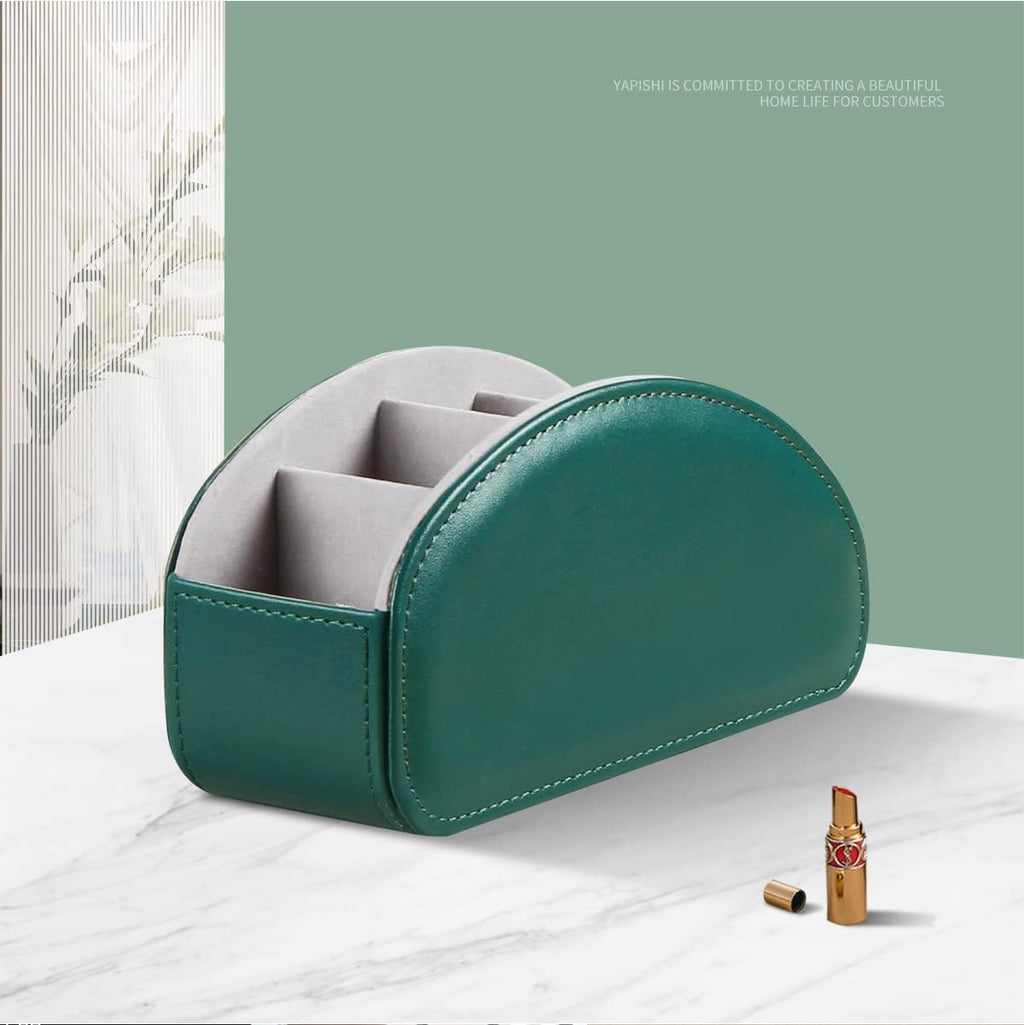 Remote Control Holder PU Leather TV Remote Caddy for Table, 5 Compartments Nightstand Organizer for Bedroom Accessories/Bedside Remotes/Media Controllers/Office Supplies, Decorations for Living Room