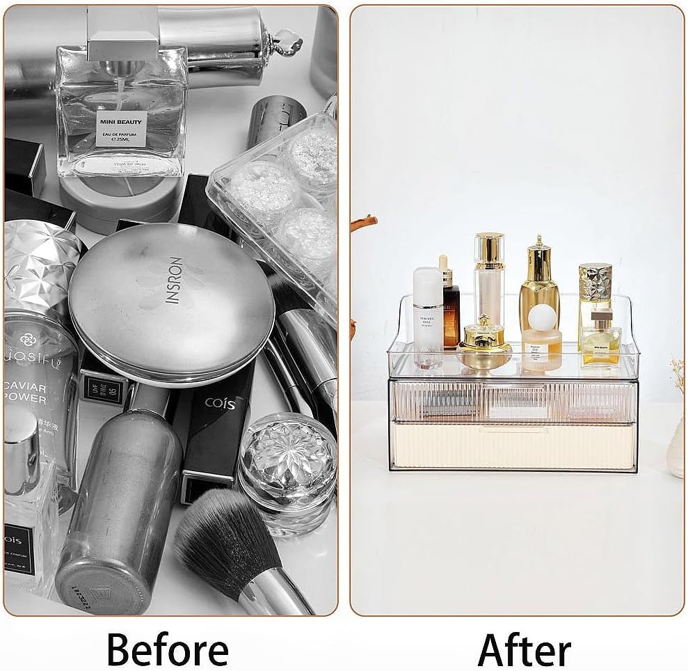 Makeup Organizer Countertop Large Cosmetic Display Cases Cosmetic Organizer Skin care Organizer, 2 Drawers