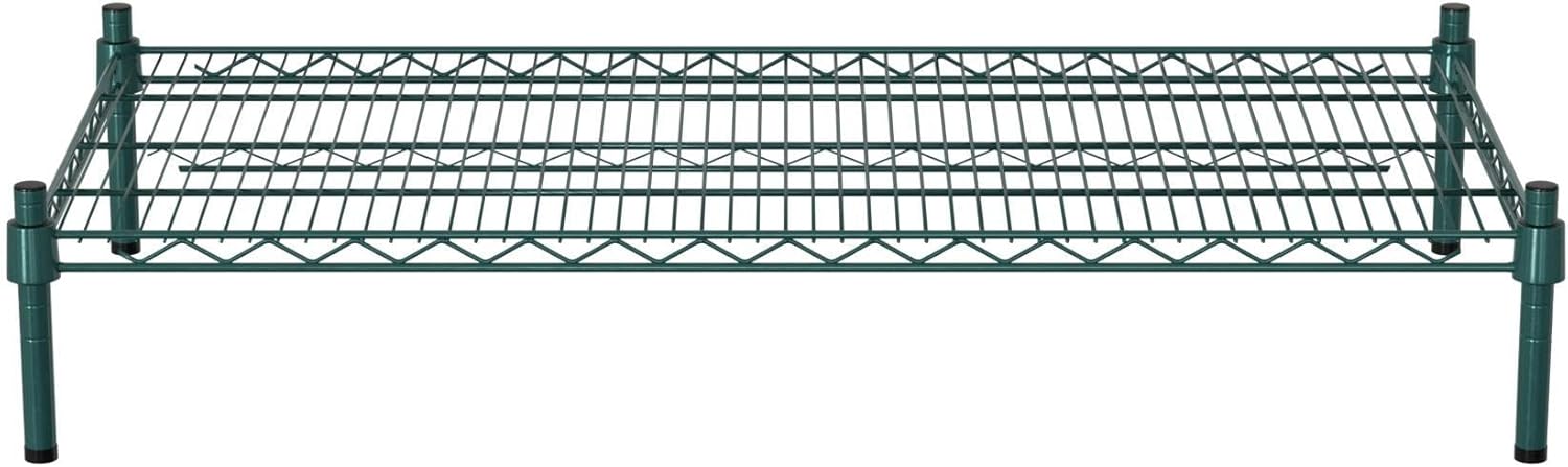 21" x 42" NSF Green Wire Stationary Dunnage Storage Rack with 8" Posts Ideal for Commercial Kitchen Home Garage Warehouse Shelters