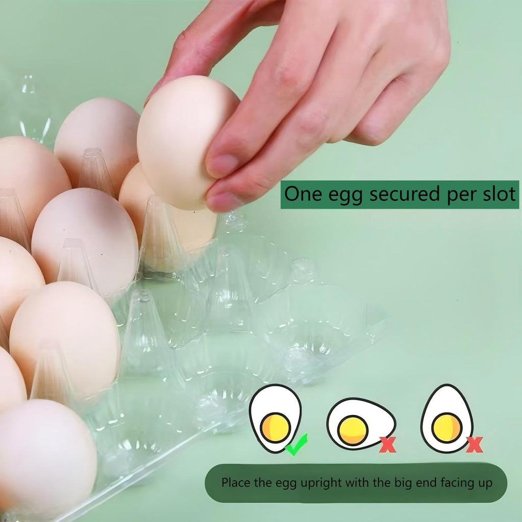 40 Pack 12-Egg Cartons Plastic Clear 3X4 Grids Reusable Storage Container, Stackable Cheap Bulk 1/2 Dozen Egg Trays for Refrigerator/Farms/Camping/Travel
