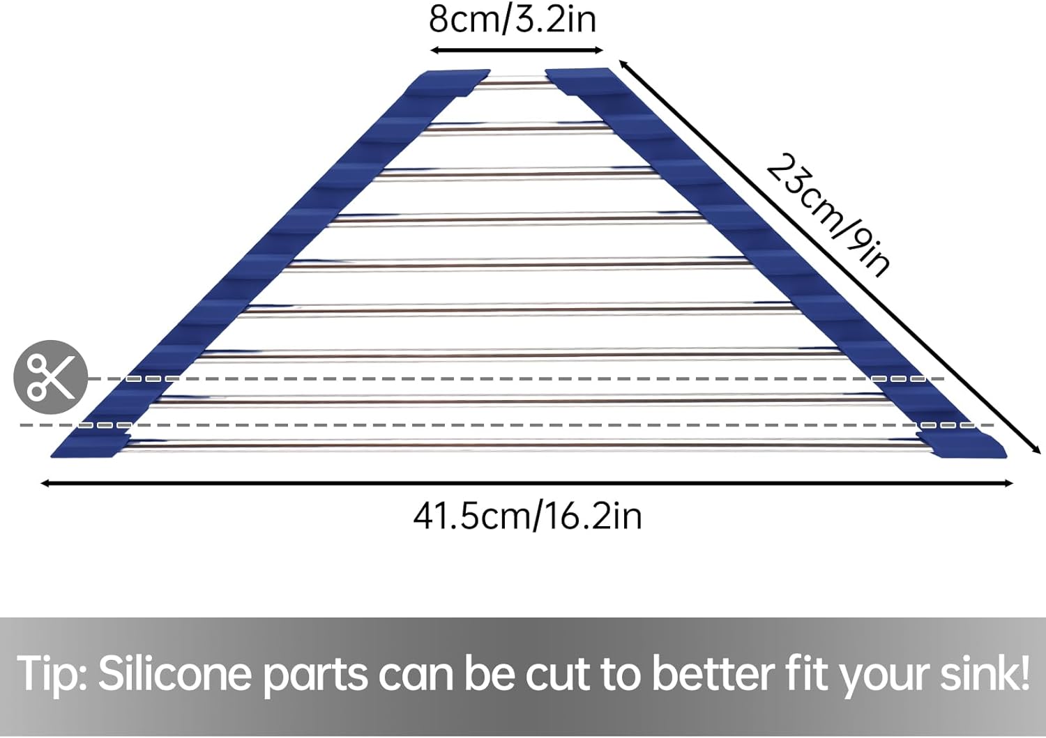 Tomorotec Triangle Roll-Up Dish Drying Rack for Sink Corner Small Foldable Stainless Steel Over The Sink Multipurpose Kitchen Drainer Caddy Organizer Storage Shelf Holder (Deep Blue)