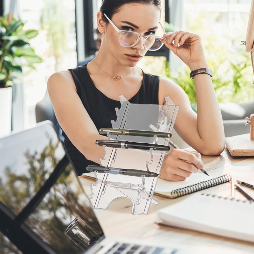 UNICRAFTALE 8-Slots Acrylic Pen Holder Clear Pen Display Stand Holder Makeup Brush Holder Makeup Brush Drying Rack Pencil Show Tool Rack for Office Home