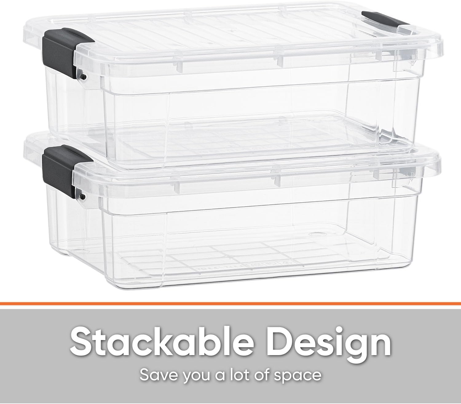 Superio Storage Bins with Lids- 6 Pack, 2.3 Qt Clear Boxes for Organizing, Stackable Plastic Containers- BPA Free, Non-Toxic, Odor Free, Organizer for Home, Office, Dorm