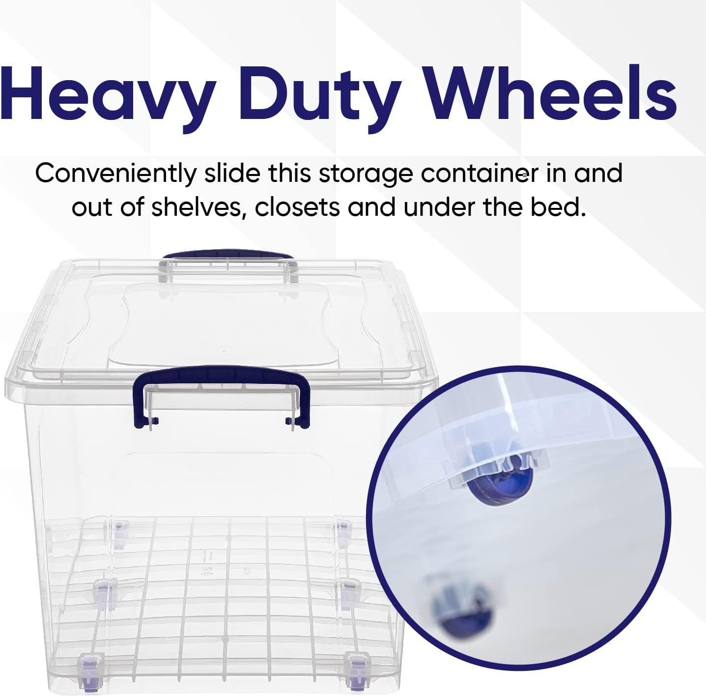 Superio Storage Bins with Lids- Clear Boxes for Organizing, Stackable Plastic Containers- BPA Free, Non-Toxic, Odor Free, Organizer for Home, Office, Dorm (6 Pack, 44 Qt (Wheeled))