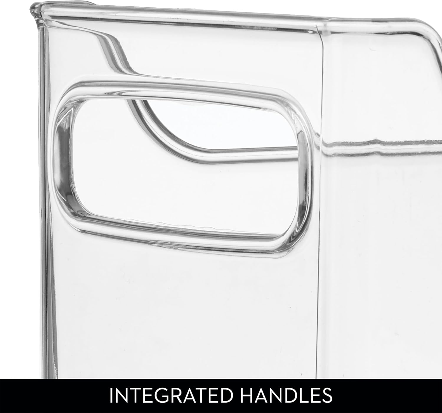iDesign Stackable Plastic Pantry Bin with Handles for Cabinets or Fridge, Set of 2, Clear, Made in USA