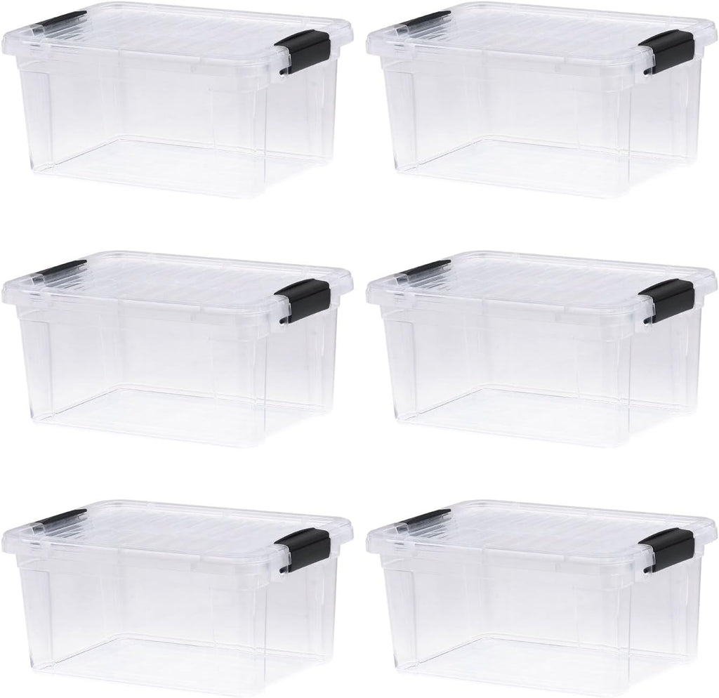 Superio Storage Bins with Lids- 6 Pack, 6.6 Qt Clear Boxes for Organizing, Stackable Plastic Containers- BPA Free, Non-Toxic, Odor Free, Organizer for Home, Office, Dorm