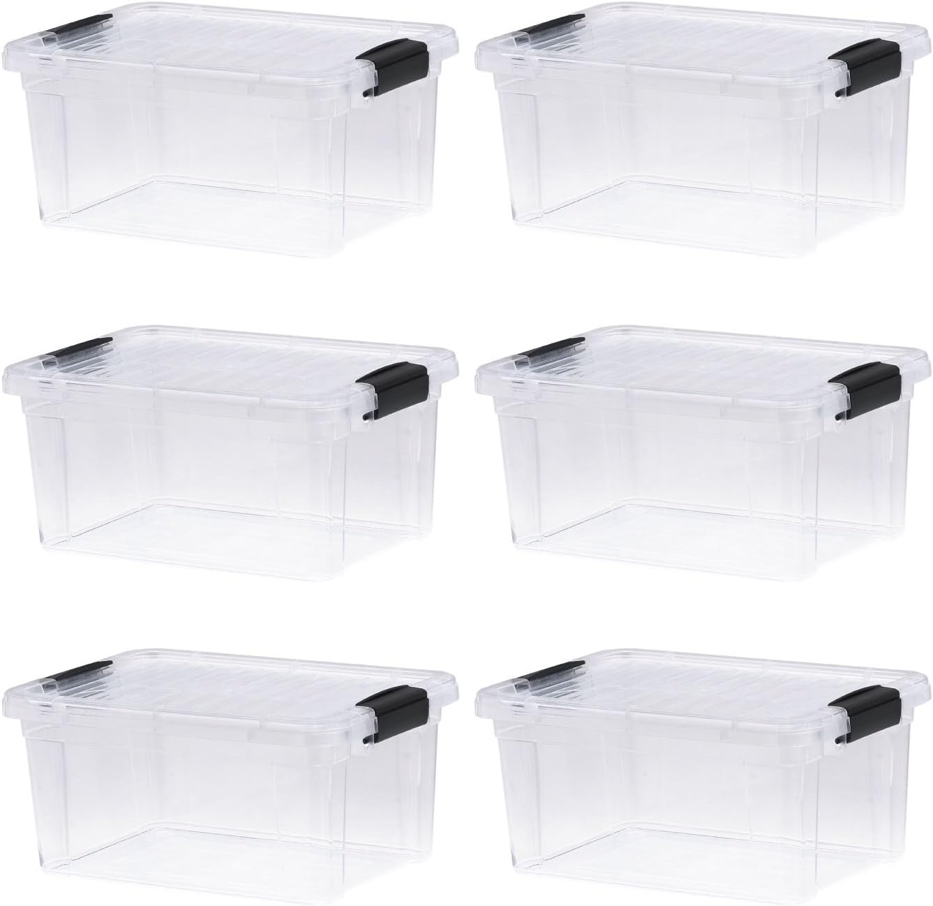 Superio Storage Bins with Lids- 6 Pack, 6.6 Qt Clear Boxes for Organizing, Stackable Plastic Containers- BPA Free, Non-Toxic, Odor Free, Organizer for Home, Office, Dorm
