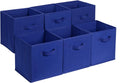 Amazon Basics Cube Organizer Storage Bins Handles, Collapsible Fabric, Pack of 6, 13"x13"x13", Navy