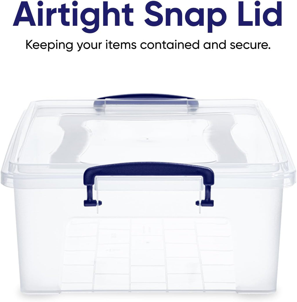 Superio Storage Bins with Lids- Clear Boxes for Organizing, Stackable Plastic Containers- BPA Free, Non-Toxic, Odor Free, Organizer for Home, Office, Dorm (6 Pack, 22.7 Qt)