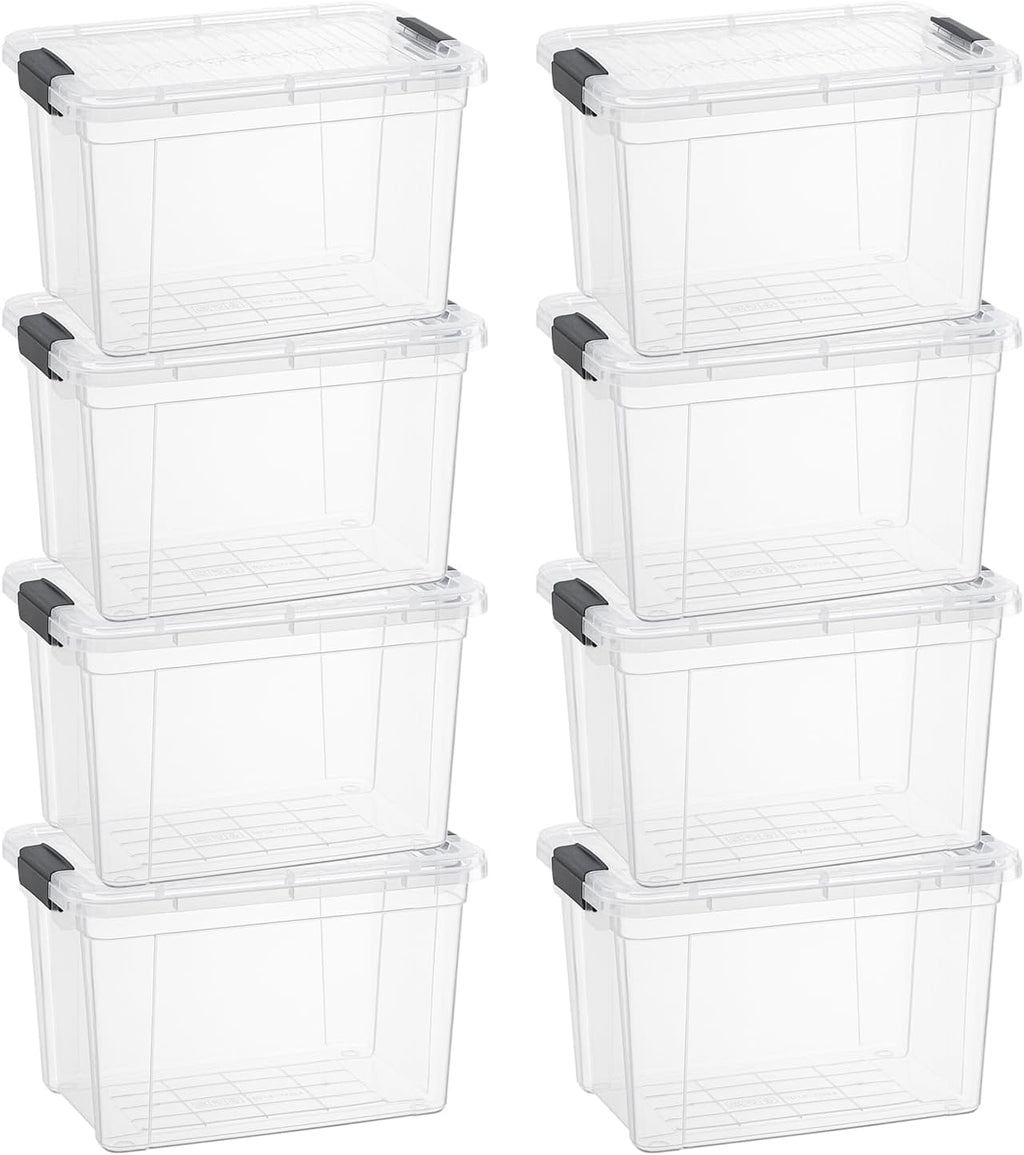 Superio Clear Storage Boxes with Lids, 4.75 Quart Plastic Container Bins for Organizing, Stackable Crates, BPA Free, Non Toxic, Odor Free, Organizers for Home, Office and Dorm, 8 Pack