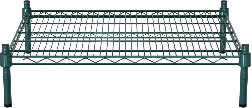 24" x 30" NSF Green Wire Stationary Dunnage Storage Rack with 8" Posts Ideal for Commercial Kitchen Home Garage Warehouse Shelters