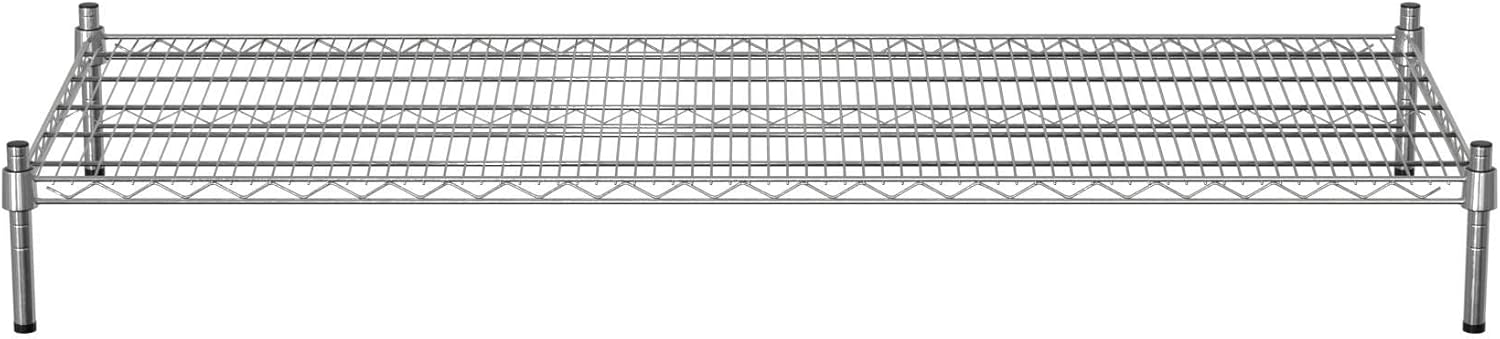 24" x 60" NSF Chrome Wire Stationary Dunnage Storage Rack with 8" Posts, Ideal for Commercial Kitchen, Home, Garage, Warehouse, Shelters