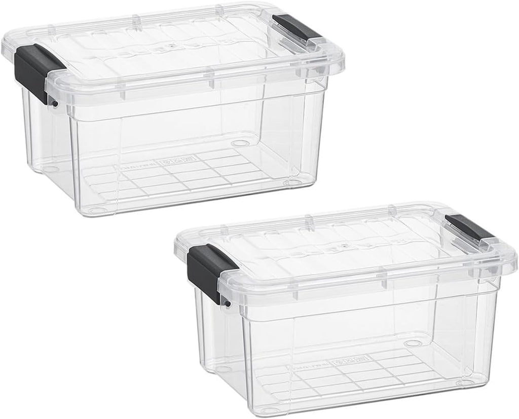 Superio Clear Storage Boxes with Lids, 3.4 Quart Plastic Container Bins for Organizing, Stackable Crates, BPA Free, Non Toxic, Odor Free, Organizers for Home, Office, School, and Dorm