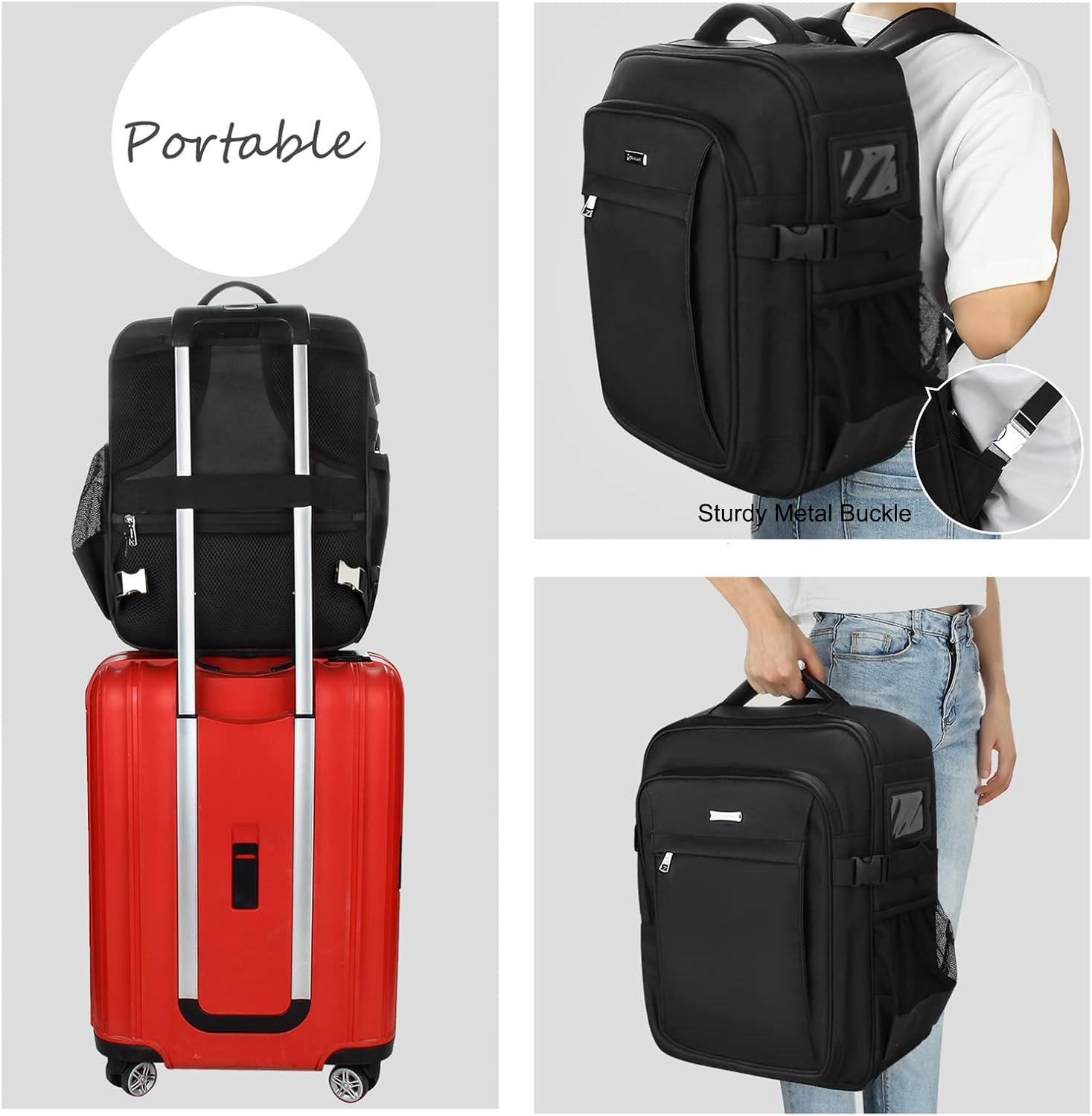 Relavel Makeup Backpack - Extra Large Train Case with 4 Pack Clear Bags, Professional Makeup Artist Kit Set Bag