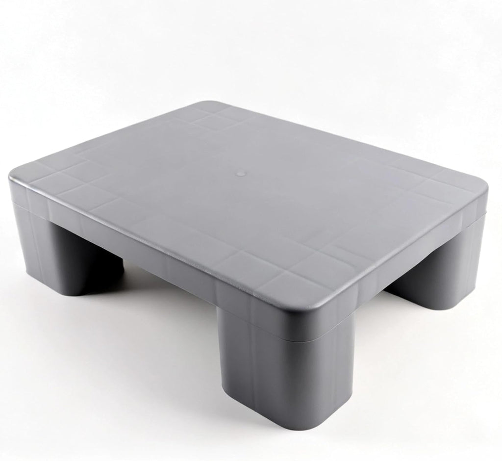 Plastic Dunnage Rack – Heavy-Duty Gray Block Pallet for Basement or Commercial Food Storage, 15.7" x 11.8" x 4.7", 700LBS Load Capacity Plastic Pallets for Dry Floor Organization