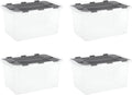 Superio Storage Bins with Lids, Clear Plastic Containers for Organizing, Stackable Totes, BPA Free, Odor Free, Organizer Boxes for Home, and Dorm, 35 Quart (4 Pack, 20.25"x14"x10.5")