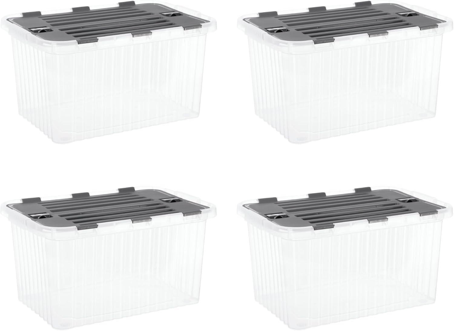 Superio Storage Bins with Lids, Clear Plastic Containers for Organizing, Stackable Totes, BPA Free, Odor Free, Organizer Boxes for Home, and Dorm, 35 Quart (4 Pack, 20.25"x14"x10.5")