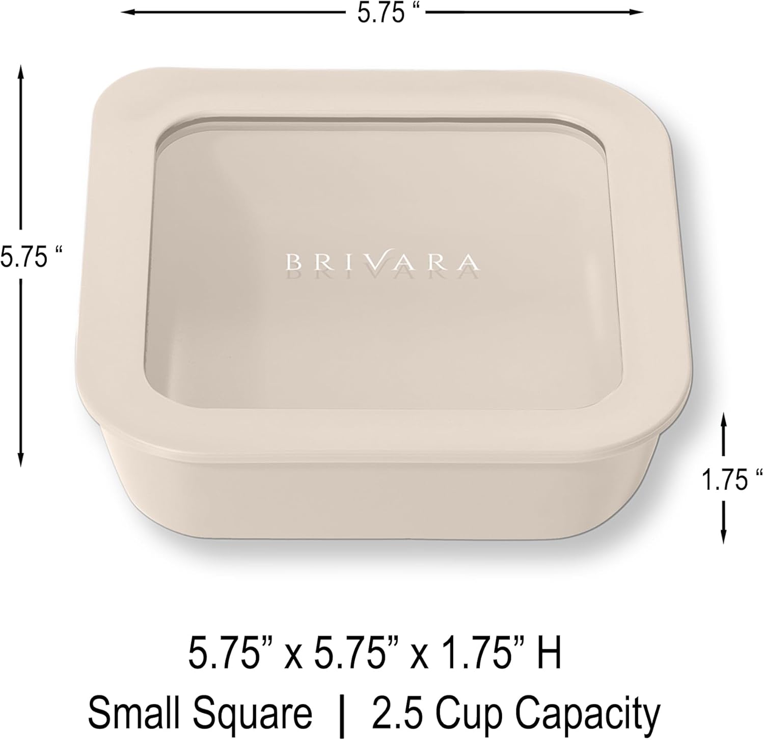 Ceramic Coated Glass Food Storage Container | No PTFE, PFOA, PFAS, and BPA | Reusable Non Toxic Meal Prep Container with Glass Lid | Easy To Store | 2.5 Cup Square [Crema]