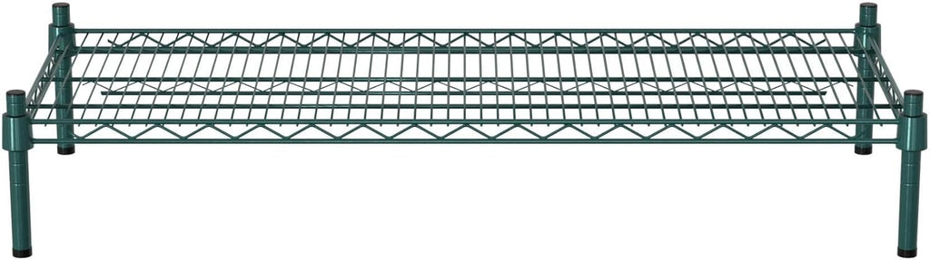 18" x 42" NSF Green Wire Stationary Dunnage Storage Rack with 8" Posts Ideal for Commercial Kitchen Home Garage Warehouse Shelters