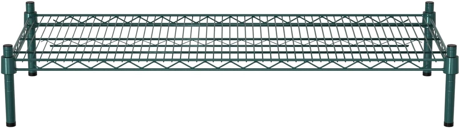 18" x 42" NSF Green Wire Stationary Dunnage Storage Rack with 8" Posts Ideal for Commercial Kitchen Home Garage Warehouse Shelters