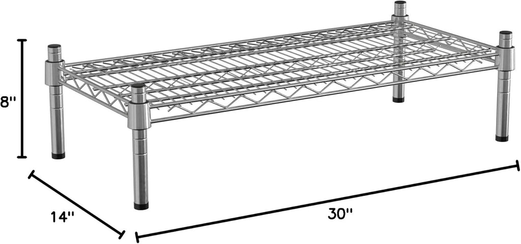 14" x 30" NSF Chrome Wire Stationary Dunnage Storage Rack with 8" Posts, Ideal for Commercial Kitchen, Home, Garage, Warehouse, Shelters