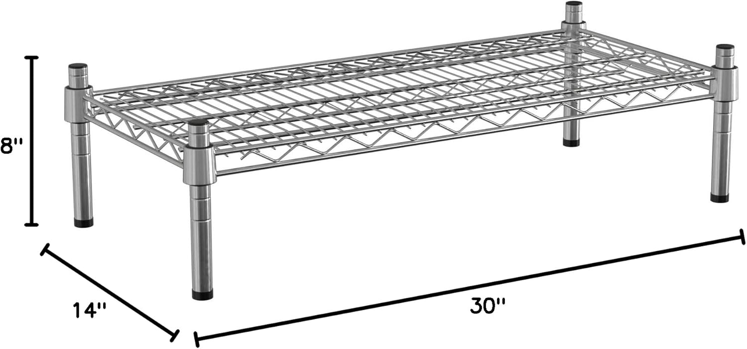 14" x 30" NSF Chrome Wire Stationary Dunnage Storage Rack with 8" Posts, Ideal for Commercial Kitchen, Home, Garage, Warehouse, Shelters