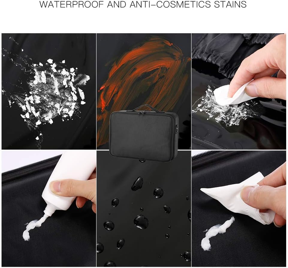 JOURMON Travel Makeup Train Case,Large Capacity Cosmetic Bags for Women,Portable Makeup Bag Organizer with Adjustable Dividers & Shoulder Strap