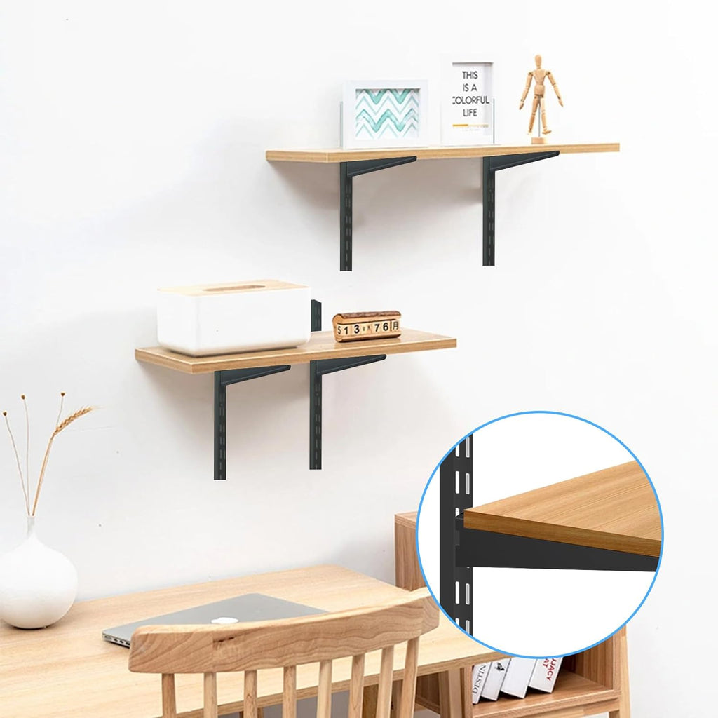 10 Pack 13‑Inch Adjustable Wire Shelf Brackets – Heavy‑Duty Double‑Track Closet & Wall Shelving System Supports（Black）