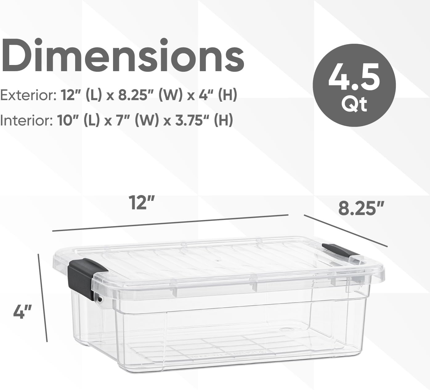 Superio Clear Storage Boxes with Lids, 4.5 Quart Plastic Container Bins for Organizing, Stackable Crates, BPA Free, Non Toxic, Odor Free, Organizers for Home, Office and Dorm, 6 Pack