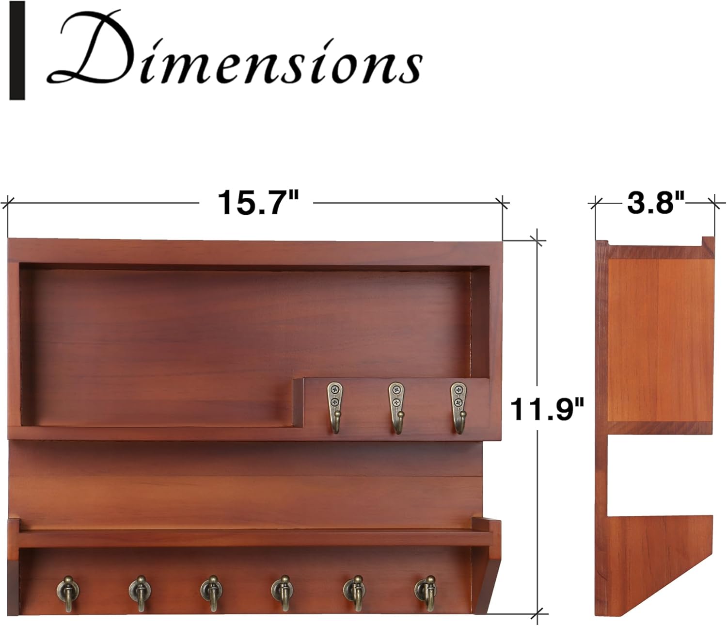 Innovation Key and Mail Holder for Wall, Key Holder Wall Mount, Mail Organizer with 9 Hooks, Auburn