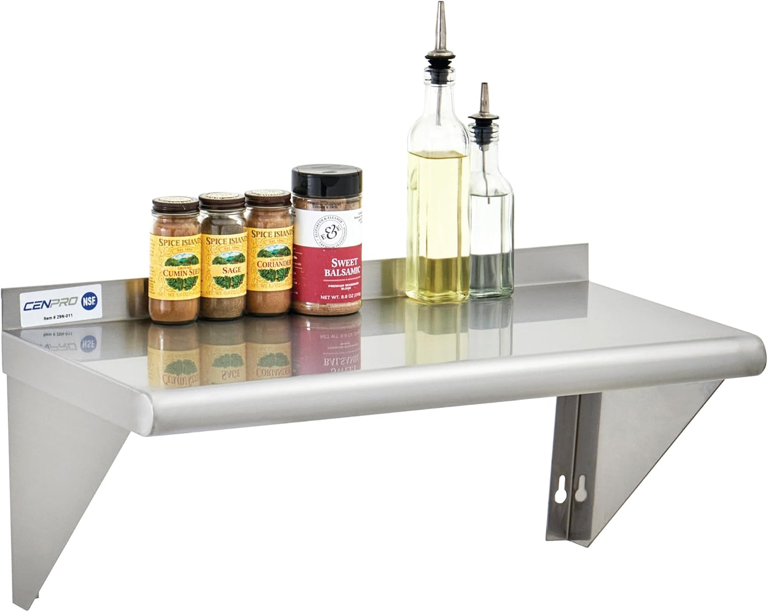 Commercial Wall Shelf - 230 lb. Weight Capacity, 36" W x 12" D, NSF Solid, Stainless Steel - 2/Pk (29N-229)
