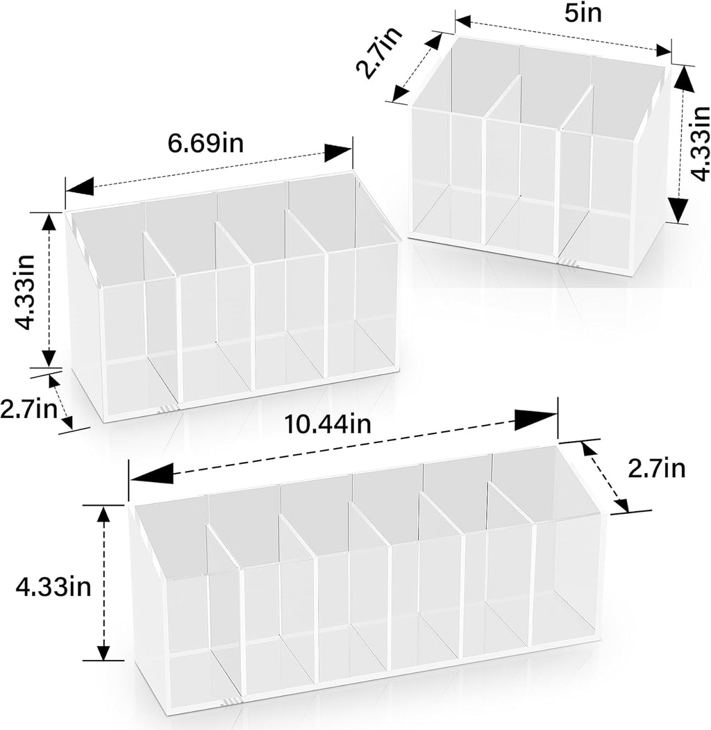 Acina 2PCS Clear Makeup Brush Holder Organizer Acrylic 3-Slots Cosmetic Brushes Storage Organizer for Vanity Countertop