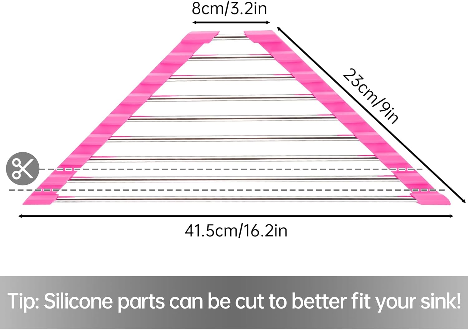 Tomorotec Triangle Roll-Up Dish Drying Rack for Sink Corner - Small, Foldable, Stainless Steel, Multipurpose Kitchen Drainer Caddy, Trivet, Rustproof Organizer, Storage Shelf (Rose)