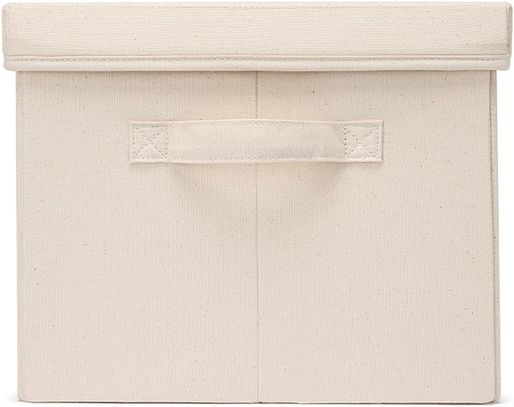 Foldable Storage Bins with Lids Cotton Canvas Rectangular Storage Box Ideal for Organization Lightweight and Durable (XL)