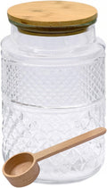 Viovian Vintage Glass Jar with Lid Wood Spoon 60 OZ Round Thick Glass Storage Jars Airtight Lids Decorative Canister Container for Food Candy Cookie Sugar Coffee Tea Nuts Snack Bath Salt