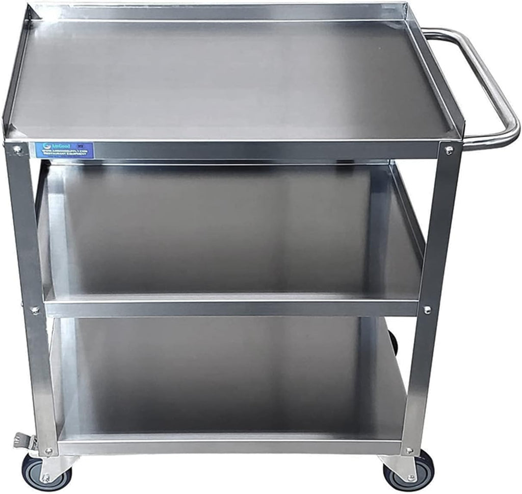 21 in. Wide X 33 in. Long X 33 in High | 3 Shelf Metal Utility Cart on Wheels with Handle