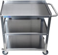 21 in. Wide X 33 in. Long X 33 in High | 3 Shelf Metal Utility Cart on Wheels with Handle