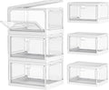 Clear Storage Bin with Lid 3 Pack 【Stackable & Sturdy】 Plastic Multifunctional Folding Storage Bins for Bedroom, Living Room, Study,Room, 23 QT Folding Box with Magnetic Door