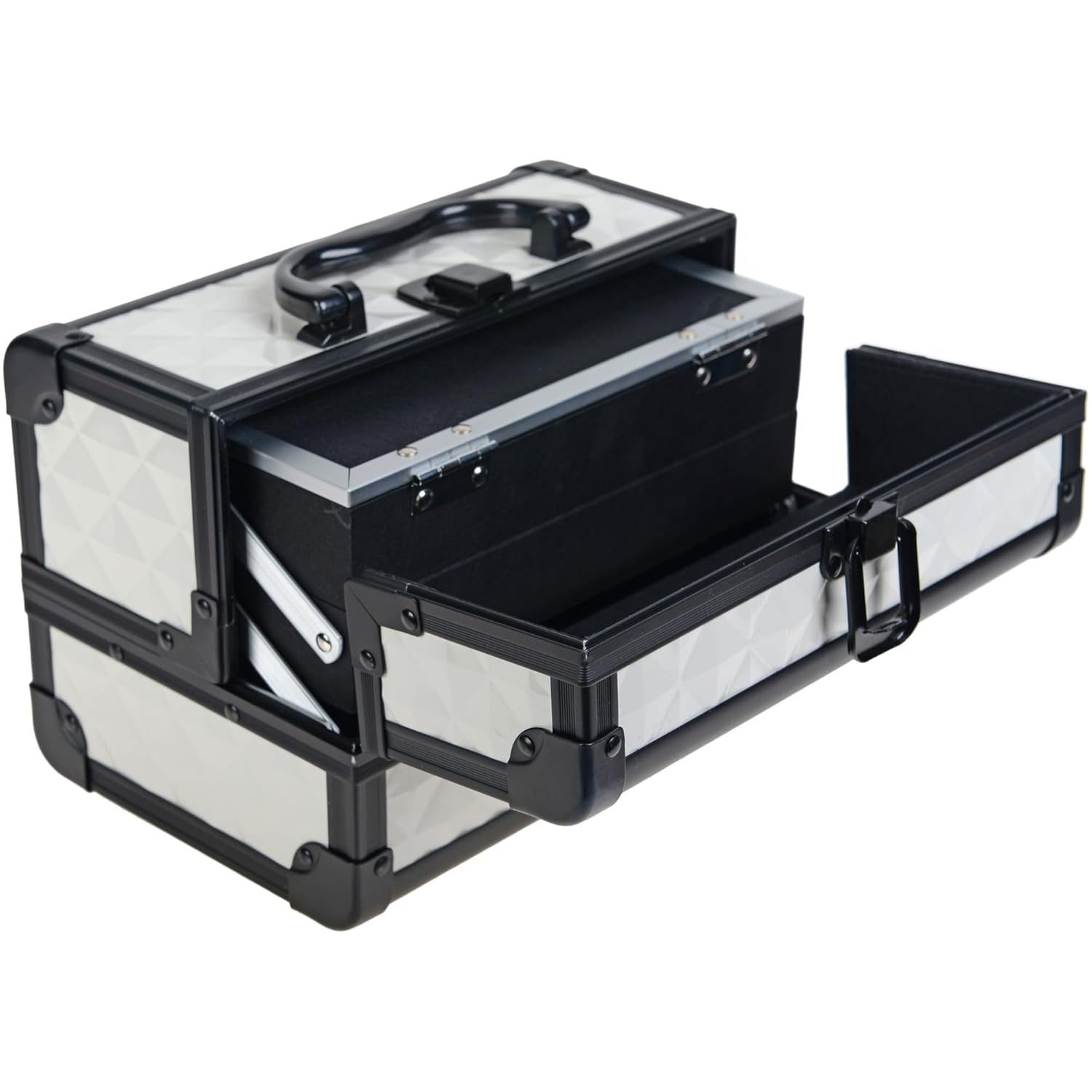 SHANY Chic Makeup Train Case Cosmetic Box Portable Makeup Case Cosmetics Beauty Organizer Jewelry storage with Locks, Multi trays Makeup Storage Box with Makeup Mirror - Peaceful