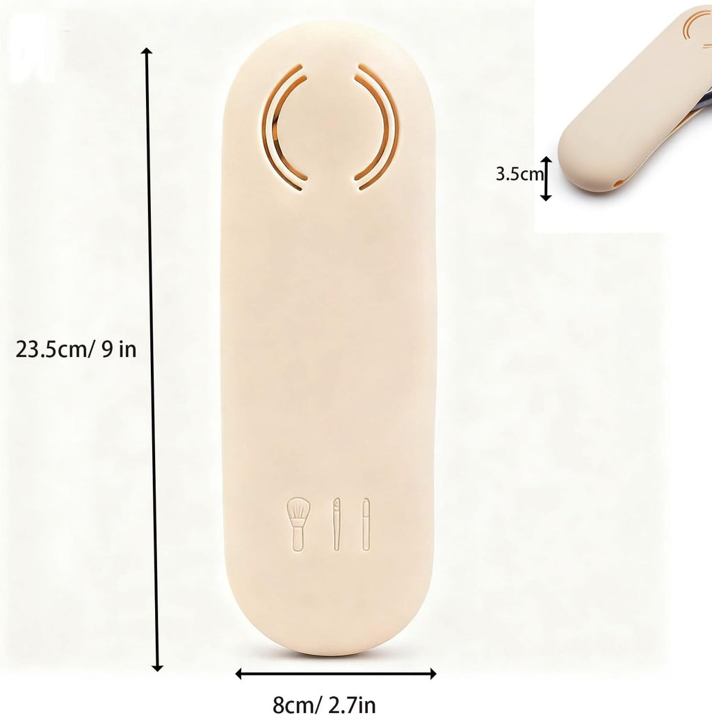 Magnetic Silicone Makeup Brush Holder – Portable Cosmetic Brush Organizer Case, Travel Makeup Tool Storage for Purse, Bag & Beauty Essentials (Apricot)