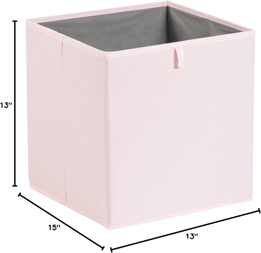 Amazon Basics Cube Organizer Bins, Collapsible Storage Baskets for Shelves, Peony Pink, Pack of 6, 13x15x13"