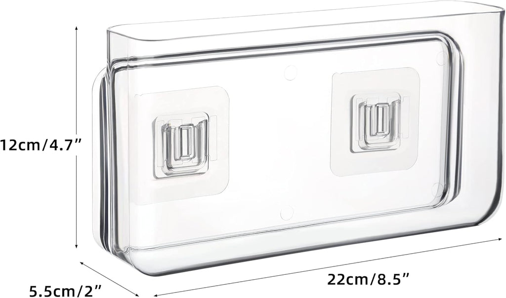 APSOONSELL Wall Mount Storage Organizer Box for Phone Remote Control Holder Clear L