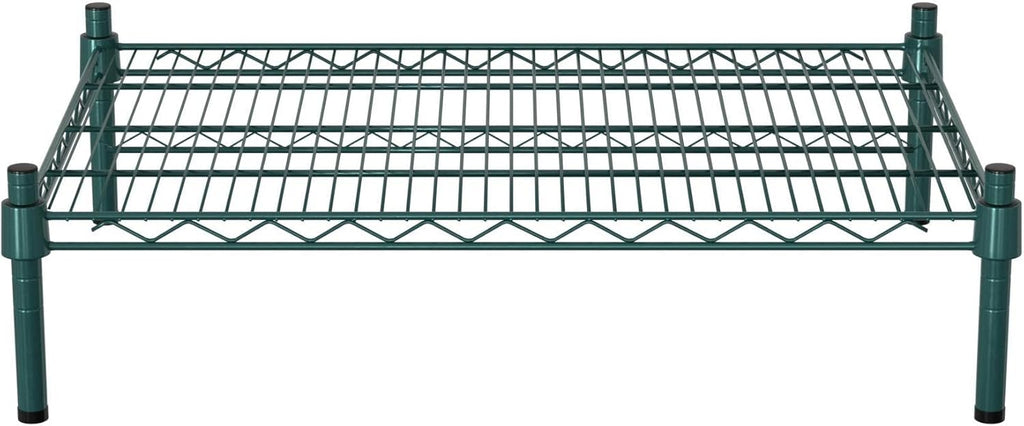 21" x 30" NSF Green Wire Stationary Dunnage Storage Rack with 8" Posts Ideal for Commercial Kitchen Home Garage Warehouse Shelters