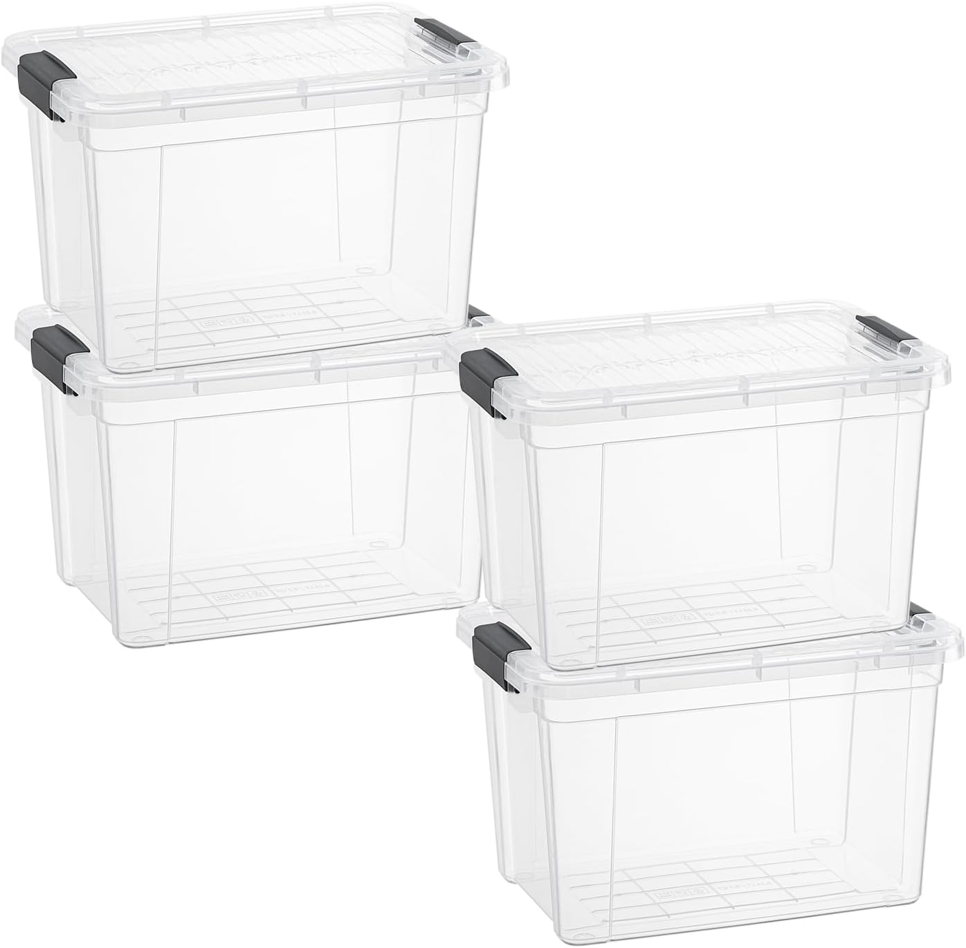 Superio Clear Storage Boxes with Lids, 4.7 Quart Plastic Container Bins for Organizing, Stackable Crates, BPA Free, Non Toxic, Odor Free, Organizers for Home, Office and Dorm, 4 Pack