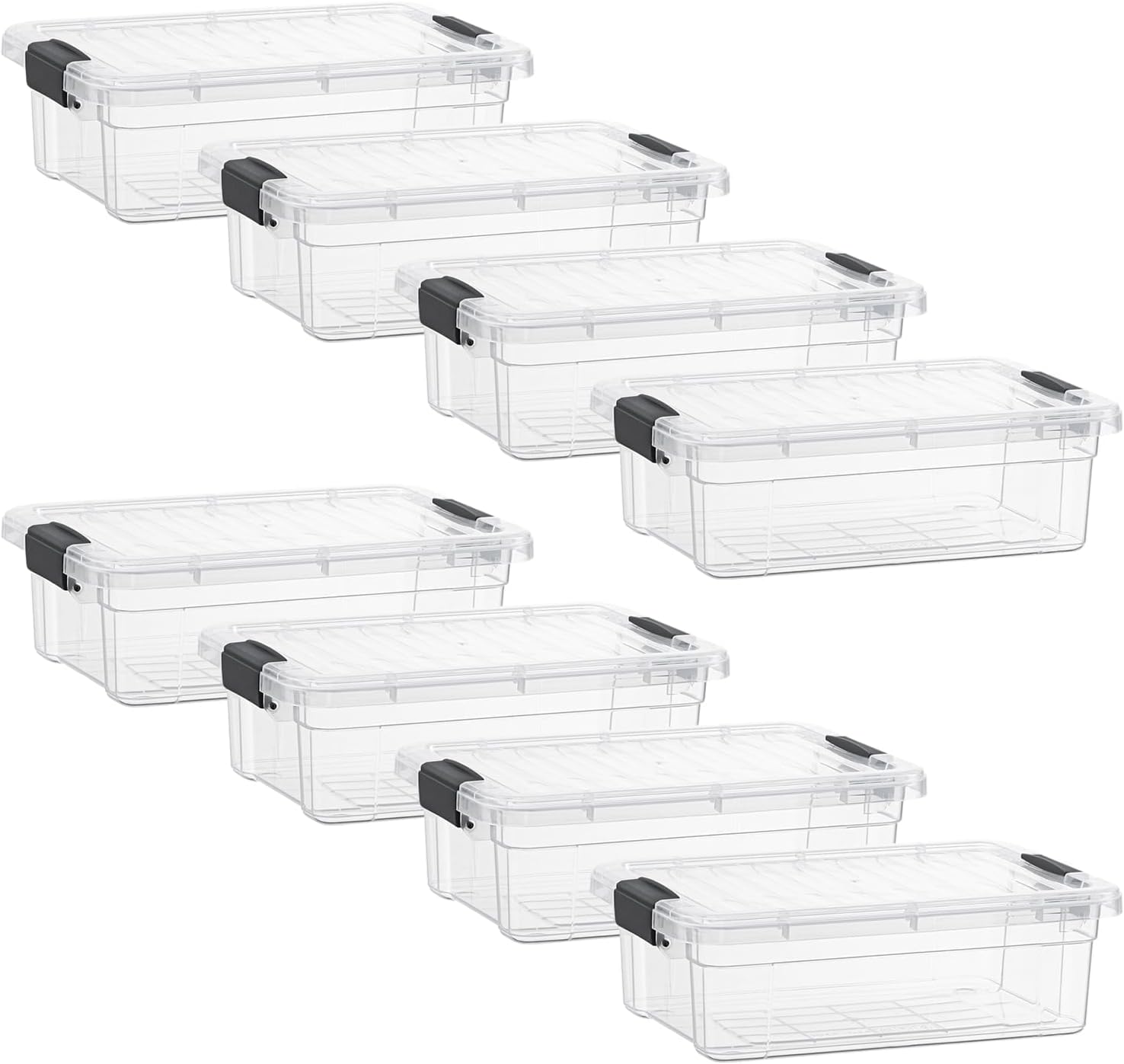 Superio Storage Bins with Lids- 8 Pack, 4.5 Qt Clear Boxes for Organizing, Stackable Plastic Containers- BPA Free, Non-Toxic, Odor Free, Organizer for Home, Office, Dorm