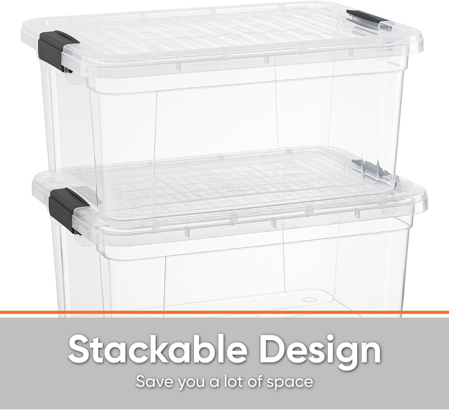 Superio Storage Bins with Lids- 8 Pack, 6.6 Qt Clear Boxes for Organizing, Stackable Plastic Containers- BPA Free, Non-Toxic, Odor Free, Organizer for Home, Office, Dorm